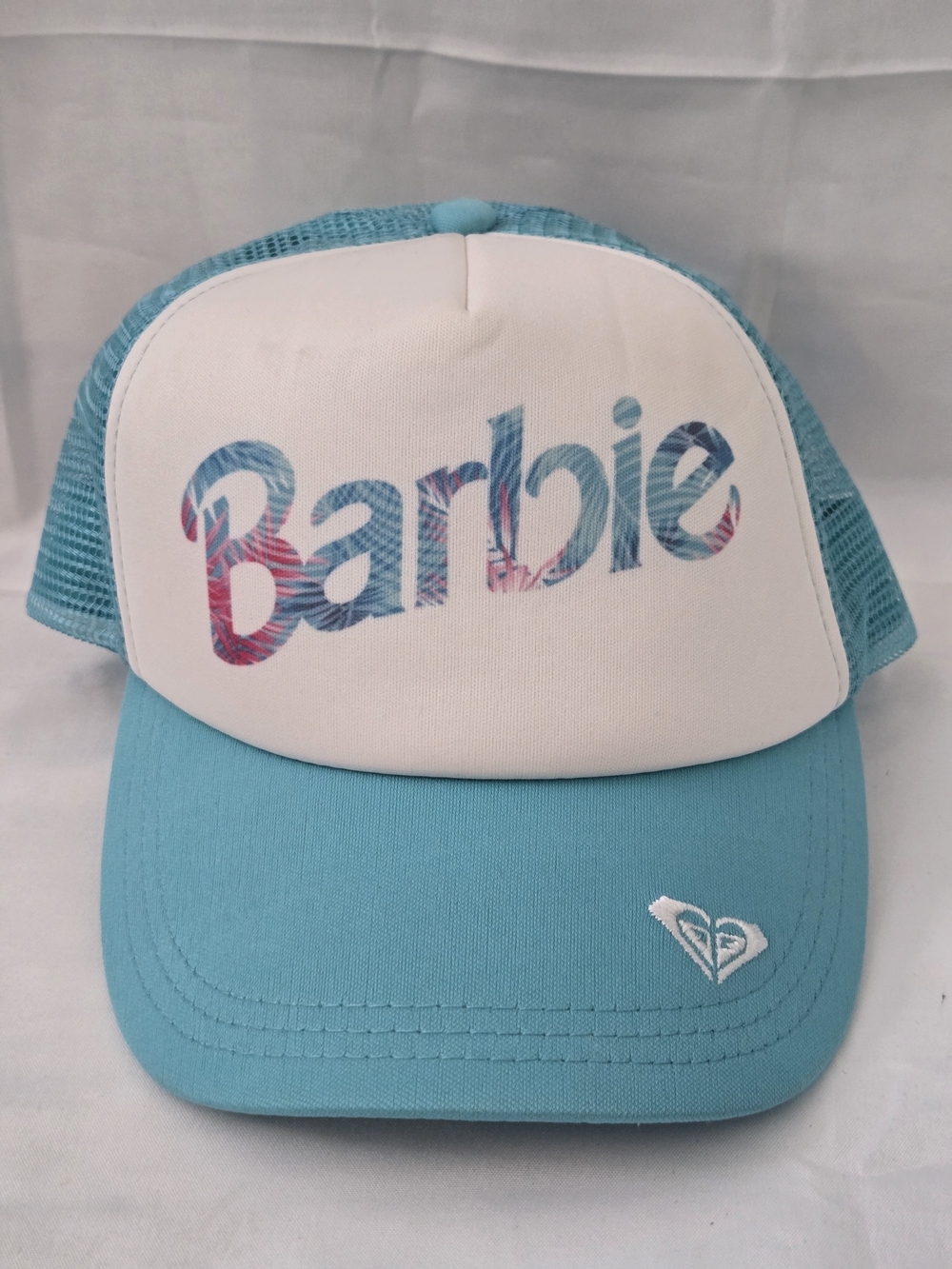 Barbie x Roxy Girl Trucker Hat Aqua Blue Mesh Snapback 2019 Surf Beach